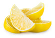 Lemon slices isolated on white. Heap of fruits