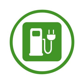 iws38 IconWebsiteSimple iws - english: charging station - green icon circle web symbol - German: E-Tankstelle Ladestation Zeichen in grün - g124