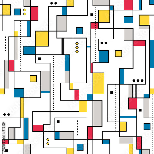 Obraz w ramie yellow red and blue abstract pattern