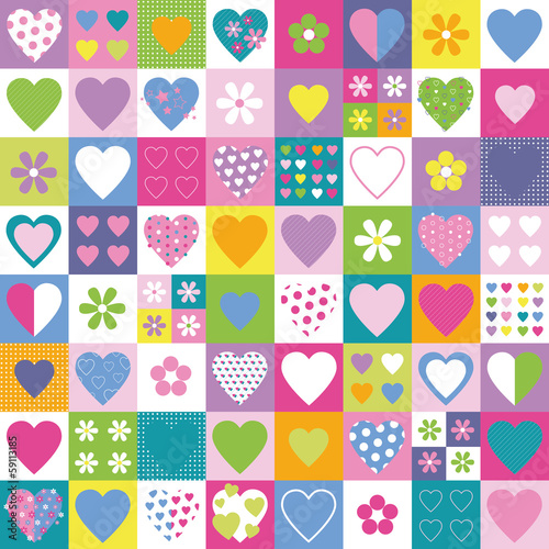 Fototapeta do kuchni lovely hearts and flowers collection pattern