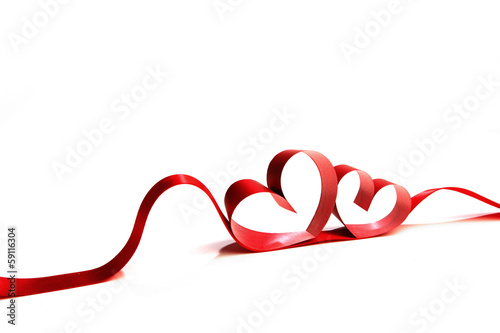 Foto-Tapete - Red heart ribbons (von yellowj)