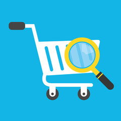 Poster - vector shopping cart and magnifying glass icon