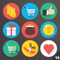 Poster - Vector Icons for Web and Mobile Applications. Set 16.