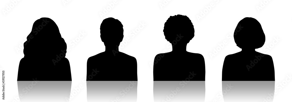women id silhouette portraits set 1 - obrazy, fototapety, plakaty 
