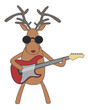 Christmas reindeer playing guitar