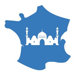 Sticker - Mosquée dans une carte de France