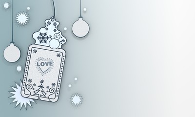 Wall Mural - blue xmas coupon with heart with stars symbol