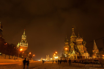 Fototapete - Red Square Moscow at winter night