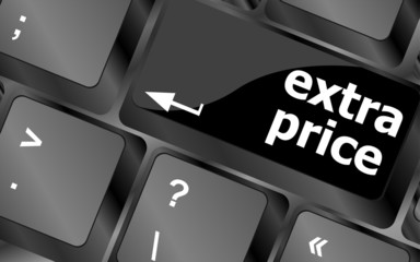 Poster - extra price word key or keyboard, discount concept