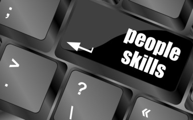 Poster - people skills words, message on enter key of keyboard