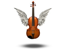 Violin With Wings On White