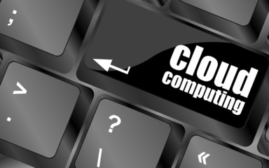 Poster - computer keyboard for cloud computing, business concept