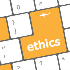 Poster - A keyboard with a key reading ethics