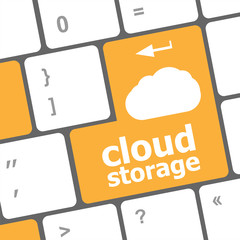 Poster - cloud storage words concept on button of the keyboard