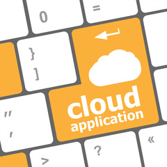 Poster - cloud application words concept on button of the keyboard