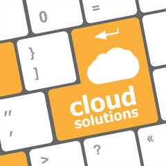 Poster - cloud solution words concept on button of the keyboard