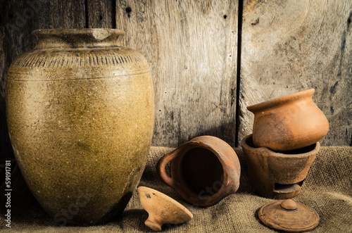 Naklejka na szybę Still life the pottery