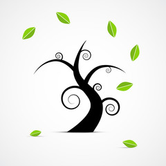 Poster - Abstract Vector Tree With Green Leaves