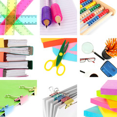 Sticker - Collage of school and office supplies isolated on white