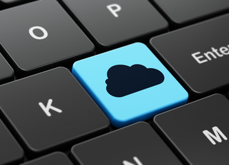 Wall Mural - Cloud technology concept: Cloud on computer keyboard background