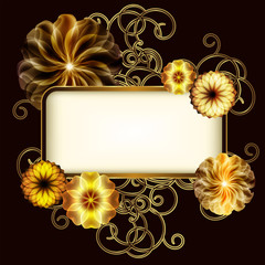 Wall Mural - Vintage banner with golden flowers