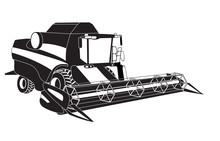 Grain Harvester Combine. Vector Illustration.