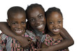 canvas print picture - Drei afrikanische Kinder haben Spass