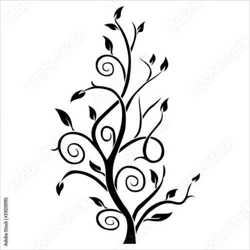 Naklejka - mata magnetyczna na lodówkę Abstract tree silhouette. tattoo. Vector