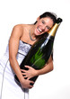 © Gustavo Andrade - Novia celebrando matrimonio,boda con champagne.