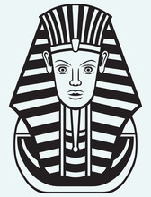 Portrait Of Pharaoh Isolated On Blue Background