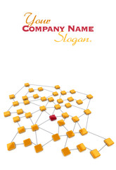 Wall Mural - orange and red network