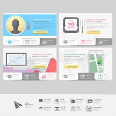 Wall Mural - collection of vitange cards with flat ui elements and icons