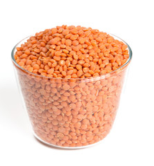 Poster - red lentils in a glass bowl