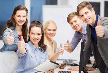Wall Mural - students with computer monitor and tablet pc