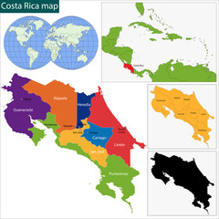 Canvas Print - Costa Rica map