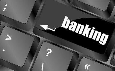 Poster - Keyboard key with enter button banking, business concept