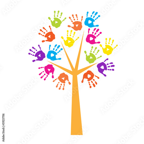 Fotografia, Obraz Tree with handprints instead of leaves