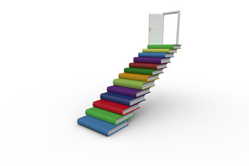 Poster - Steps made from books leading to open door