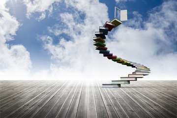 Poster - Book steps leading to door on sky