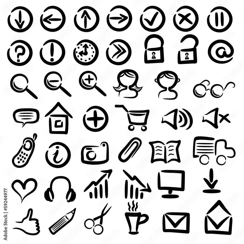 set of free hand web icons Stock Illustration | Adobe Stock
