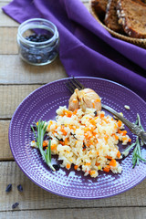 Poster - pilaf with carrots and garlic