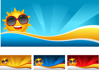 Sunny banner with sun cartoon. To see the other vector sun illustrations , please check Sun collection.