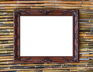 Wall Mural - Vintage picture frame on bamboo wall