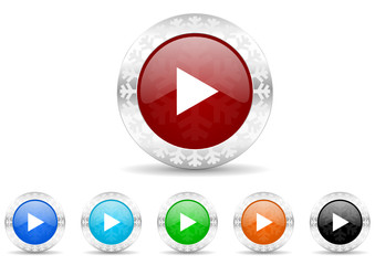Poster - play icon vector set