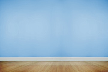 Blue room with wooden floor