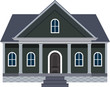 North American House with Large Front Porch Vector Illustration