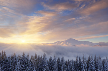 Wall Mural - Dawn in mountains