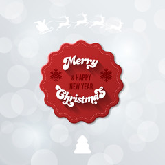 Wall Mural - Merry Christmas & New Year Red Vintage Label Logo design