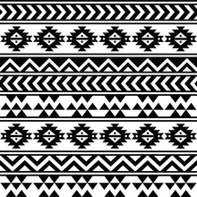 Aztec Tribal Seamless Black And White Pattern