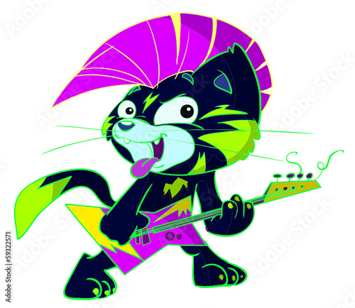 Naklejka ścienna metal rock cat